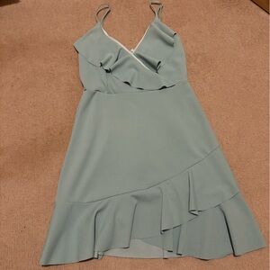 Sage Green Ruffled A-Line Dress